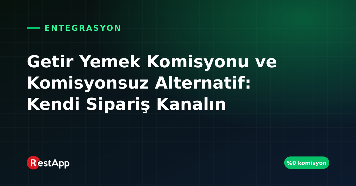 Getir Yemek Komisyonu ve Komisyonsuz Alternatif: Kendi Sipariş Kanalın