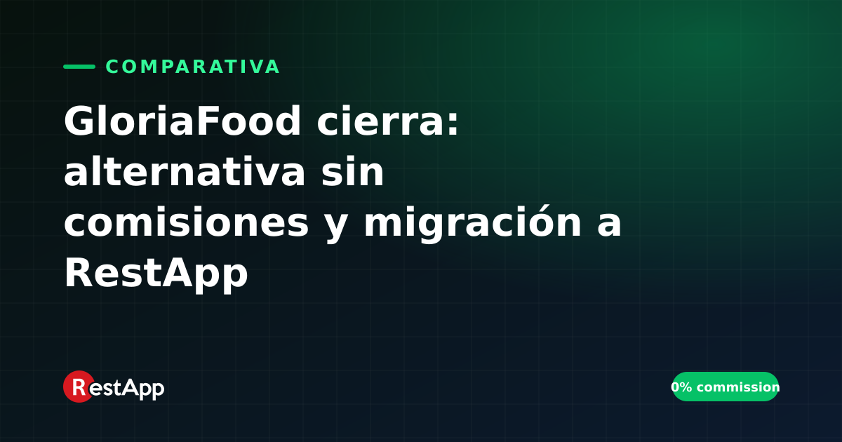 GloriaFood cierra: alternativa sin comisiones y migración a RestApp