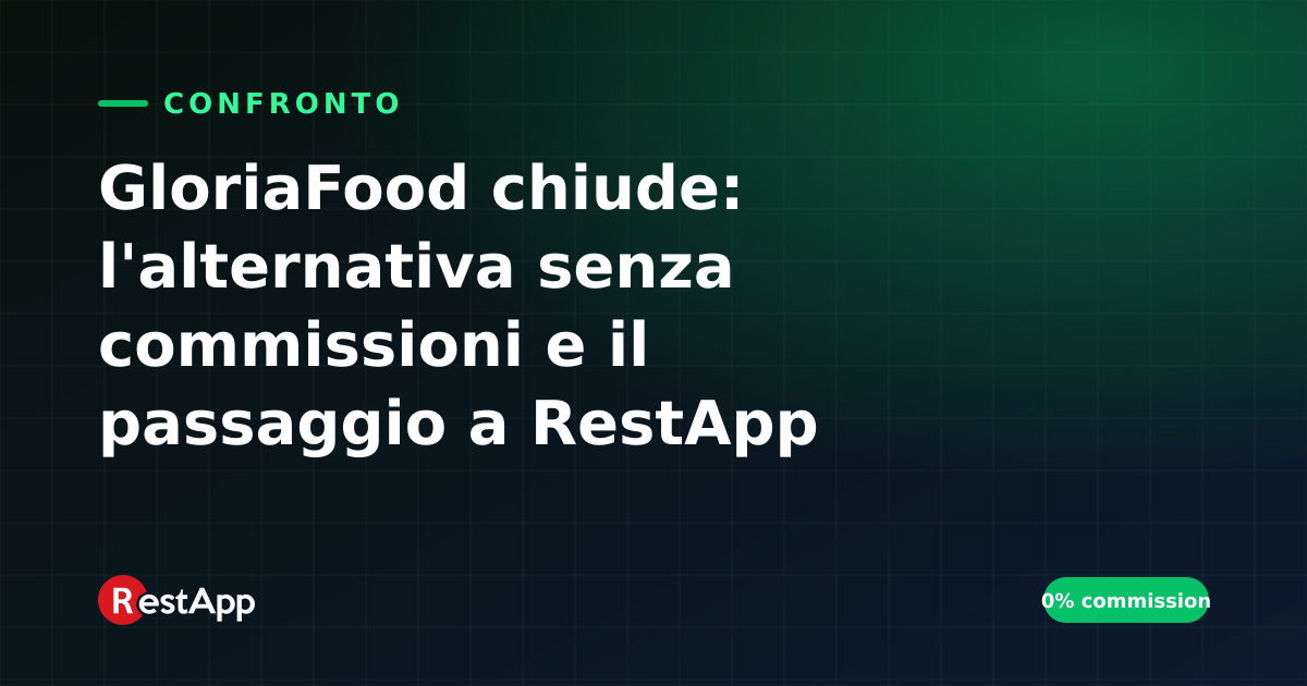 GloriaFood chiude: l'alternativa senza commissioni e il passaggio a RestApp