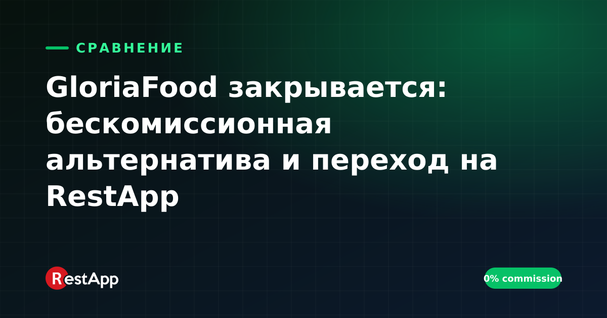 GloriaFood закрывается: бескомиссионная альтернатива и переход на RestApp