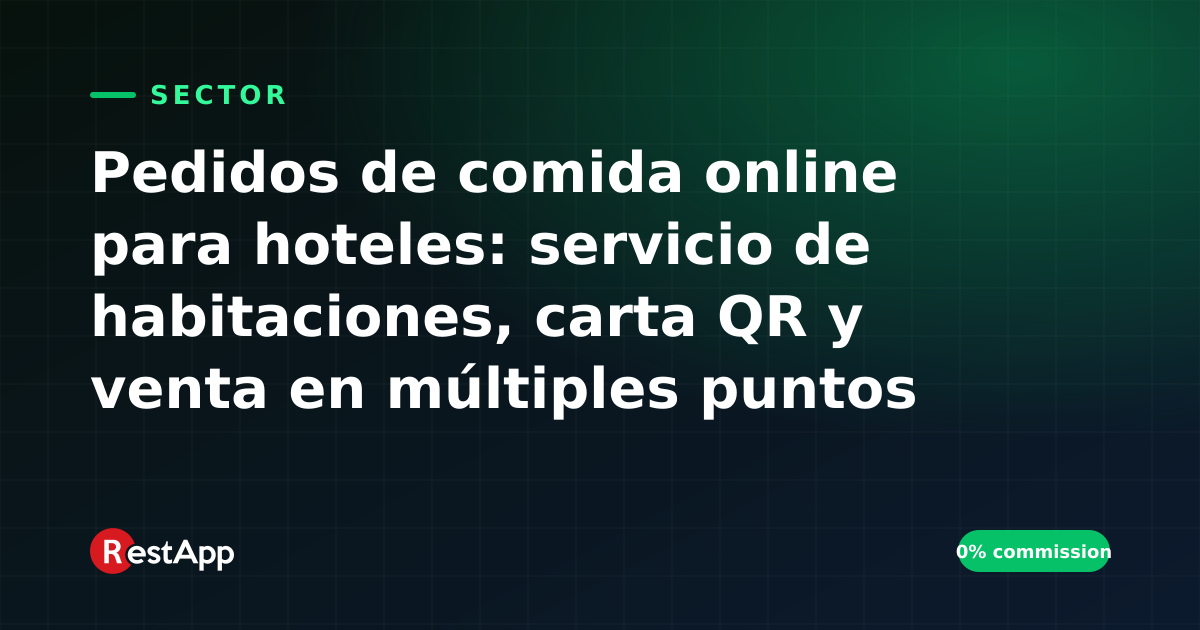Pedidos de comida online para hoteles: servicio de habitaciones, carta QR y venta en múltiples puntos