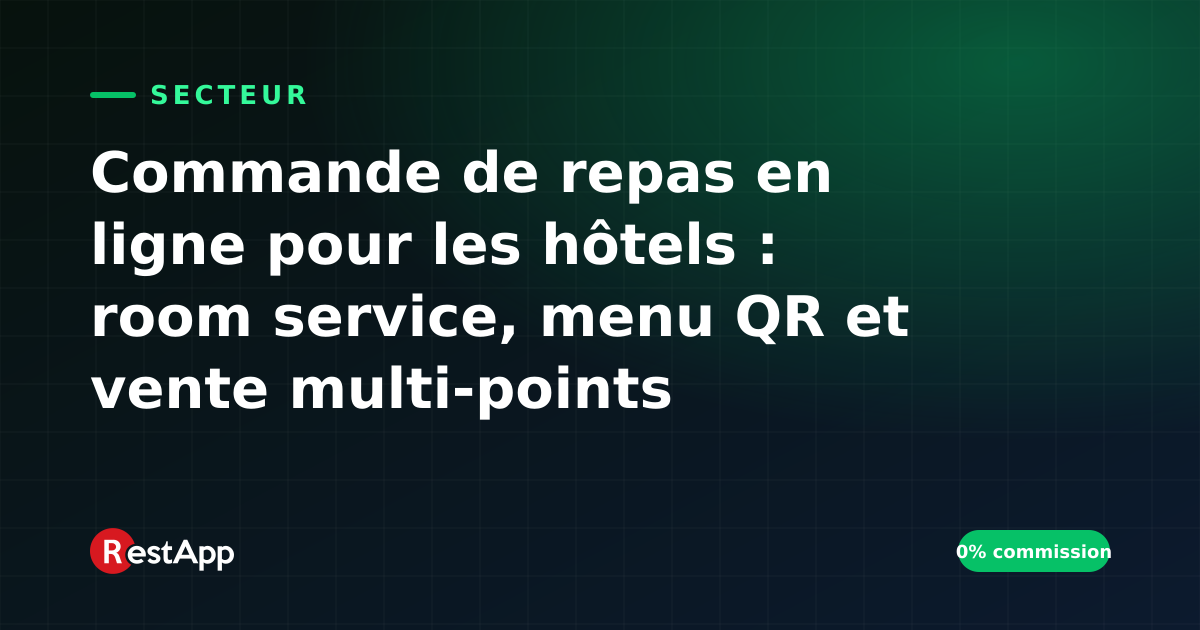 Commande de repas en ligne pour les hôtels : room service, menu QR et vente multi-points