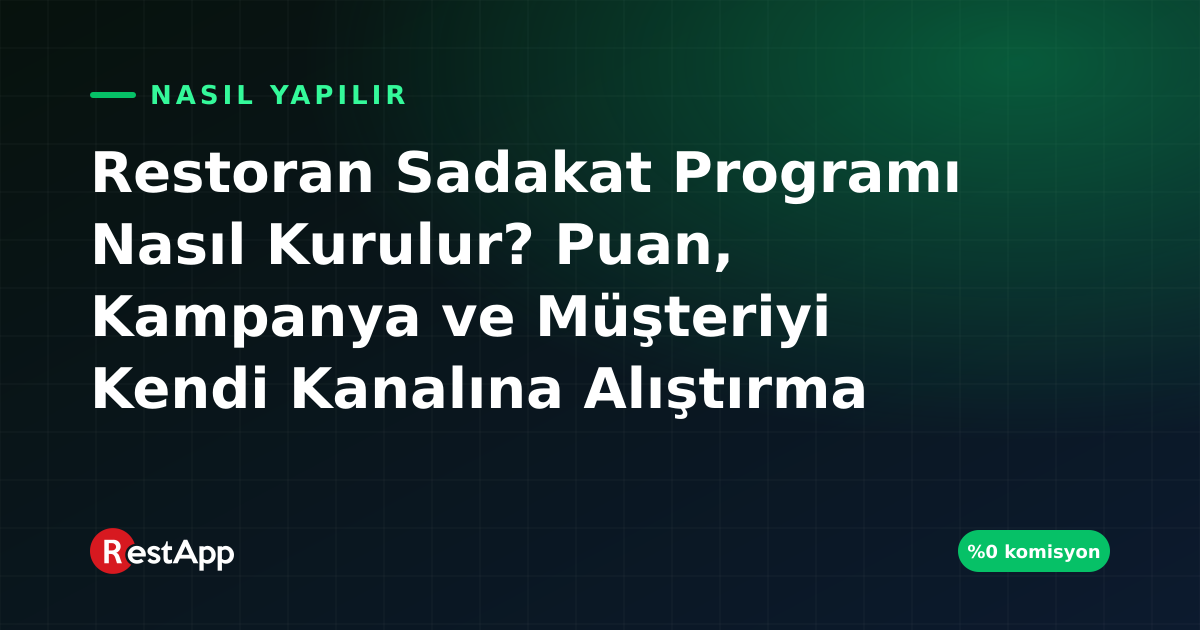 Restoran Sadakat Programı Nasıl Kurulur? Puan, Kampanya ve Müşteriyi Kendi Kanalına Alıştırma Rehberi