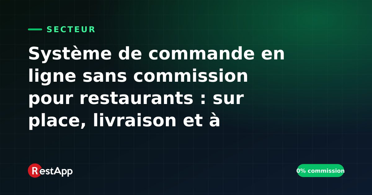 Système de commande en ligne sans commission pour restaurants : sur place, livraison et à emporter sur un seul écran
