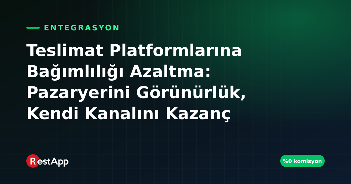 Teslimat Platformlarına Bağımlılığı Azaltma: Pazaryerini Görünürlük, Kendi Kanalını Kazanç İçin Kullan