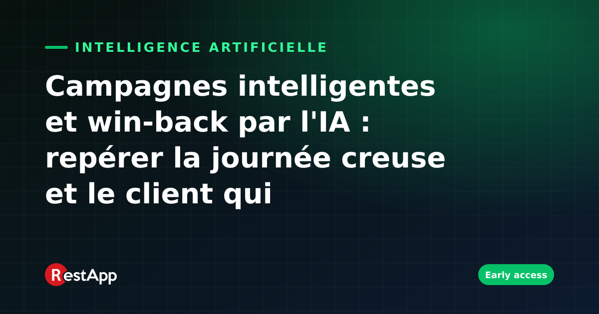 Campagnes intelligentes et win-back par l'IA : repérer la journée creuse et le client qui s'éloigne