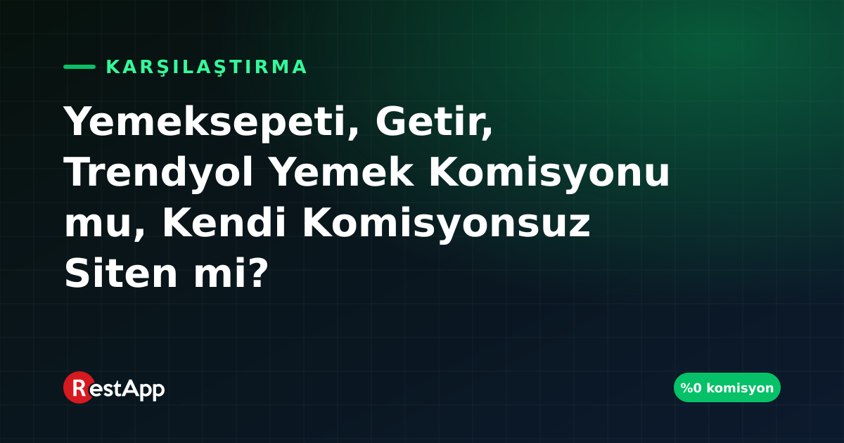 Yemeksepeti, Getir, Trendyol Yemek Komisyonu mu, Kendi Komisyonsuz Siten mi?
