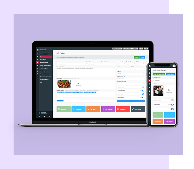 Very easy to create and update your menu from anywhere